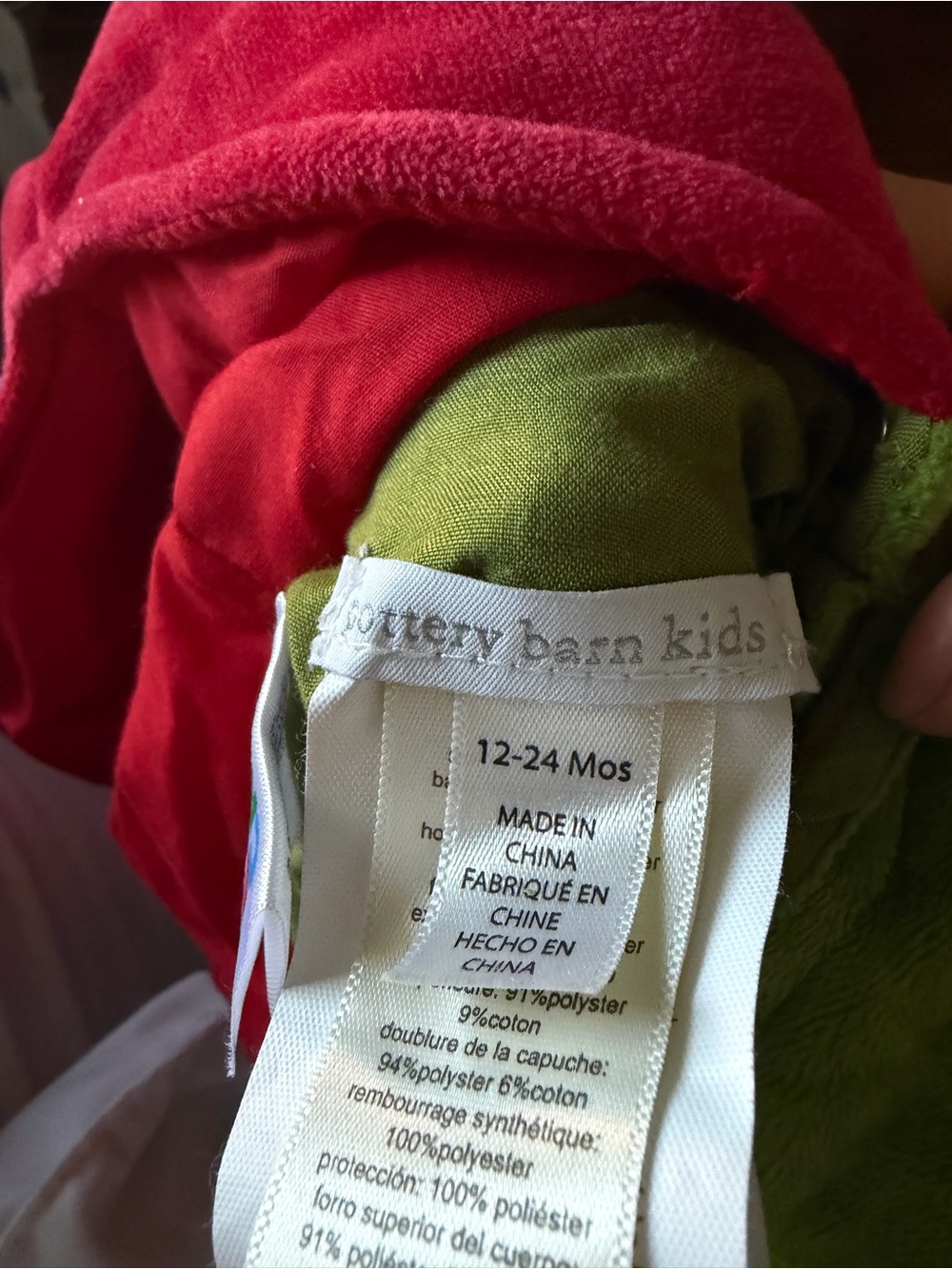 Pottery Barn Kids Red Hooded Jacket with Green Interior